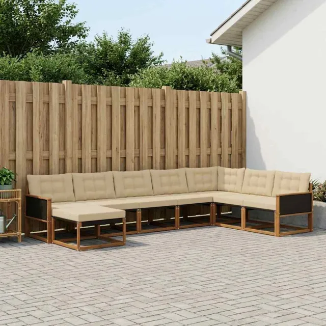vidaXL Buiten bankenset 8 st 8-zits Natuurlijk en Beige