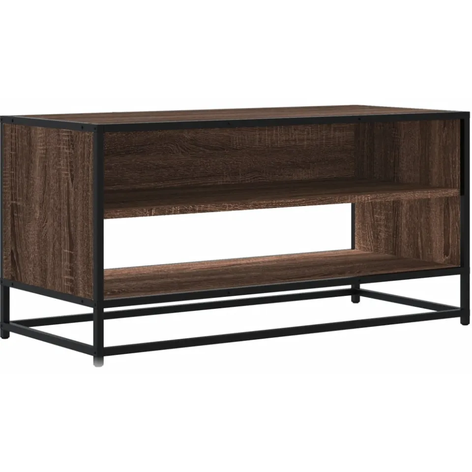 vidaXL Tv-meubel 91x40x46 cm bewerkt hout metaal bruin eikenkleur, foto 3