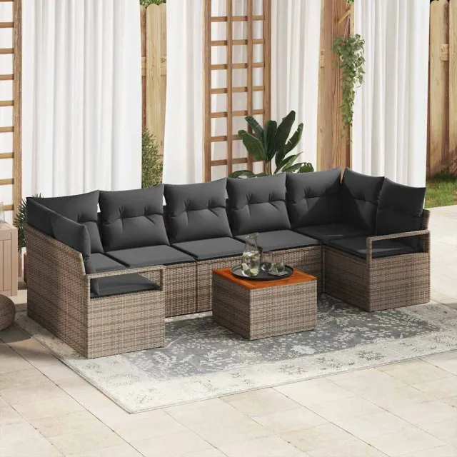 vidaXL Tuinbankenset 8 st Grijs poly rattan, foto 2