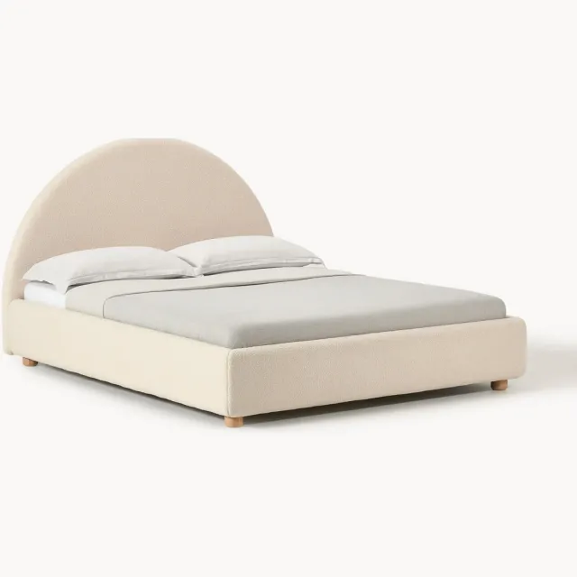 Westwing Collection Teddy gestoffeerd bed Ebba Beige