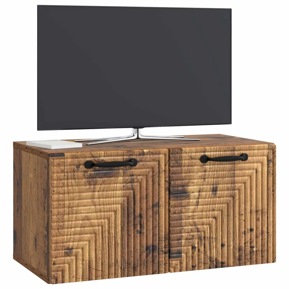 vidaXL Wandbeugel TV-kast Oud hout 59,5 x 31 x 30 cm Bewerkt hout Bruin