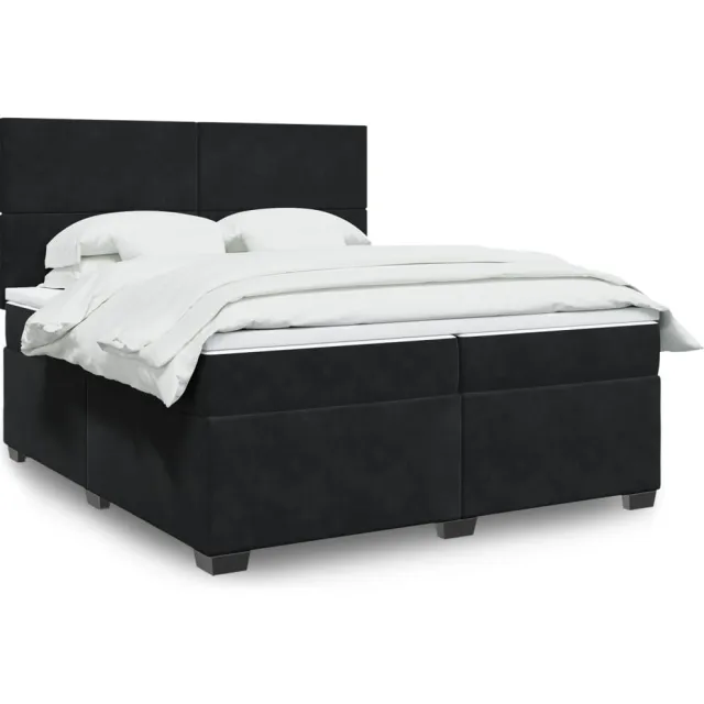 vidaXL Boxspring met matras fluweel zwart 200x200 cm