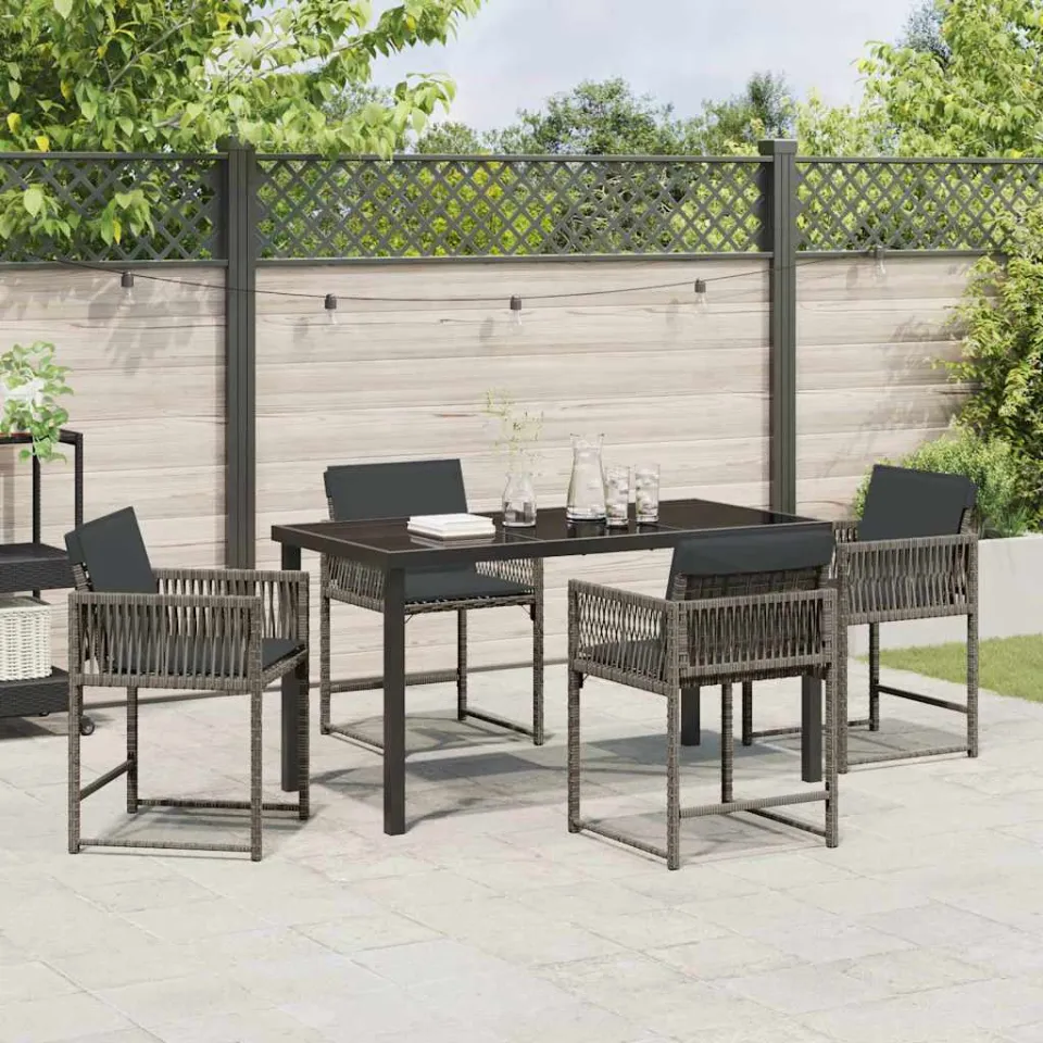 vidaXL Tuin eettafelset 5 st Grijs poly rattan, foto 3
