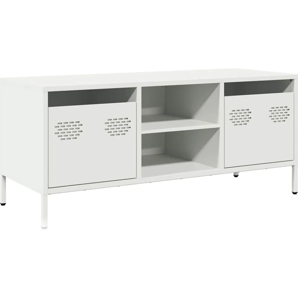 vidaXL Tv-meubel 101,5x39x43,5 cm koudgewalst staal wit, foto 3