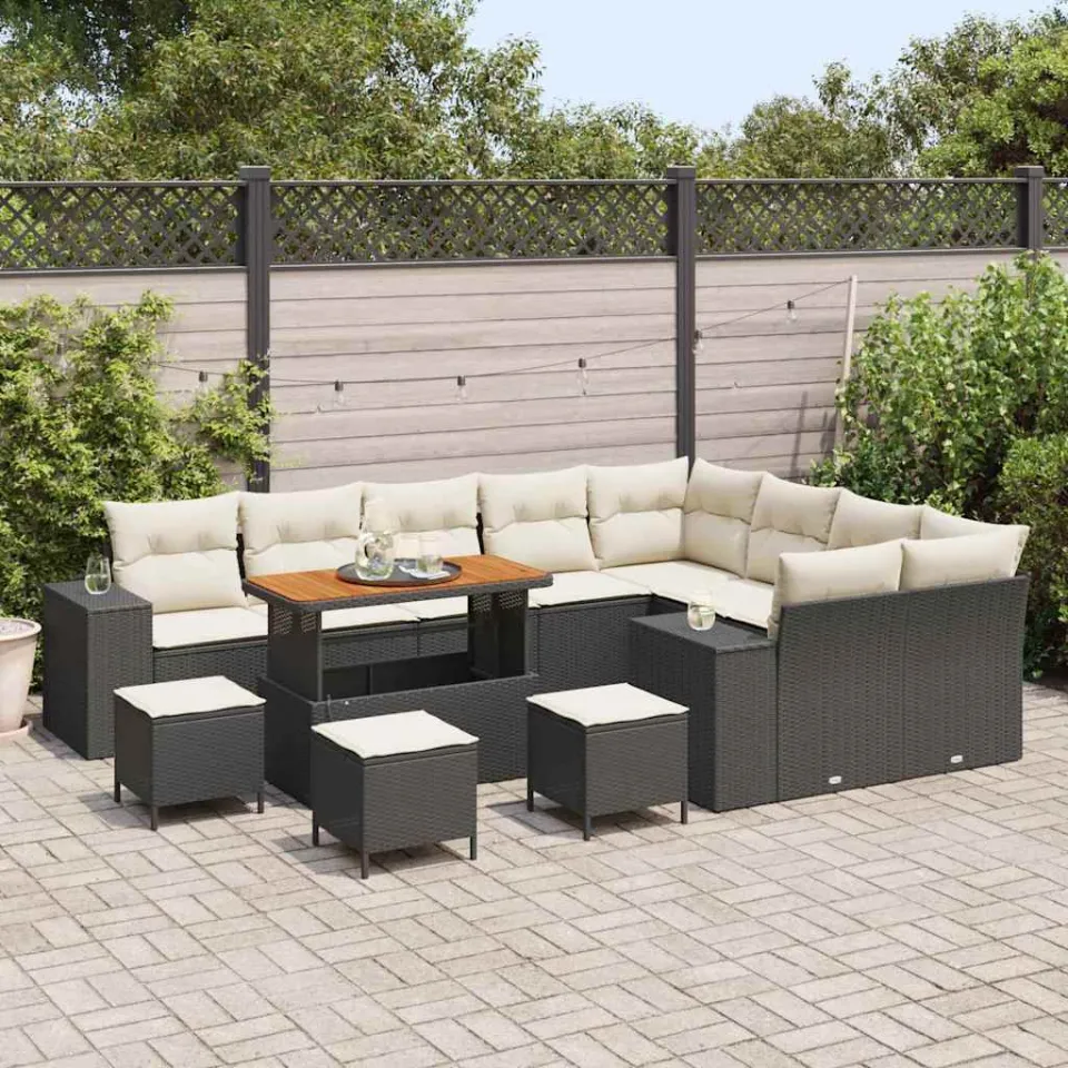 vidaXL Tuin Sofa Set 13 st Zwart poly rattan, foto 3
