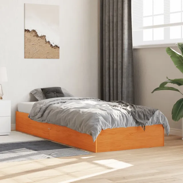vidaXL Bedframe zonder matras massief grenenhout wasbruin 75x190 cm bruin