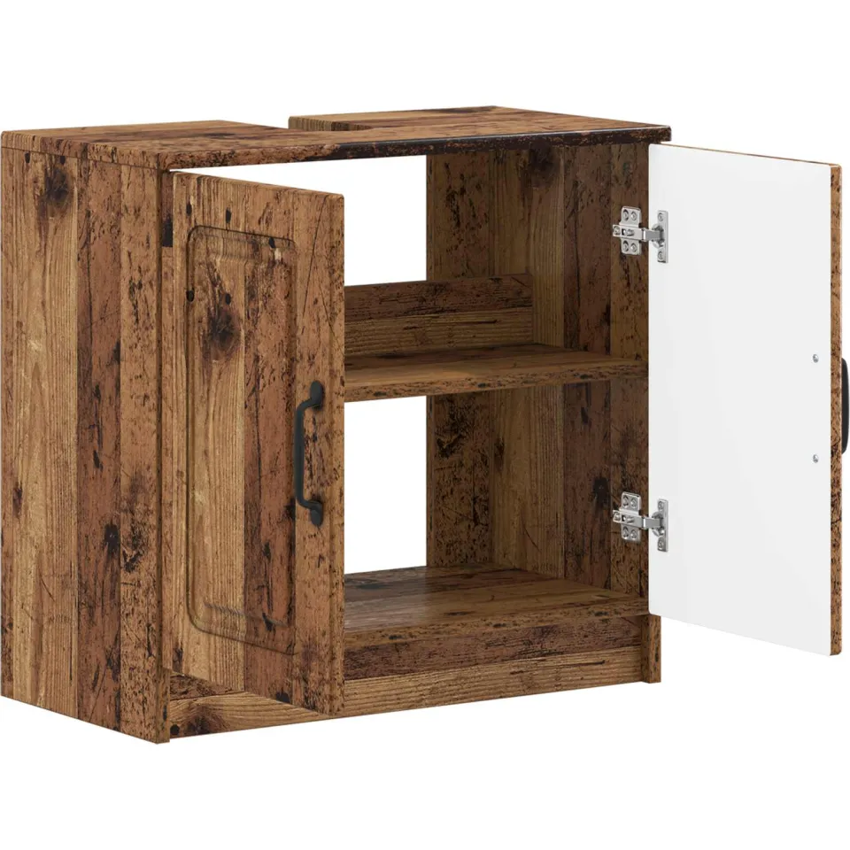 vidaXL Badkamer wastafelkast UTRECHT Oud hout 59,5 x 31,5 x 59 cm Bruin