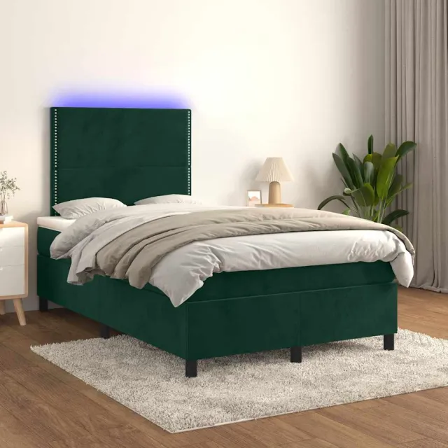 vidaXL Boxspring met matras en LED fluweel donkergroen 120x200 cm groen