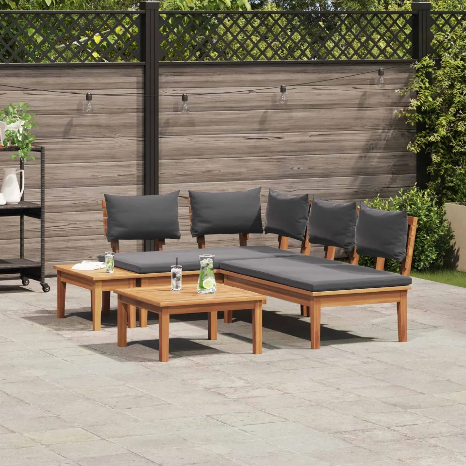 vidaXL Tuinbankenset 4 st Bruin en Grijs, foto 3