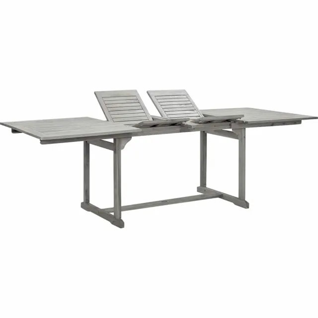 vidaXL Tuintafel (160-240)x100x75 cm massief acaciahout grijs