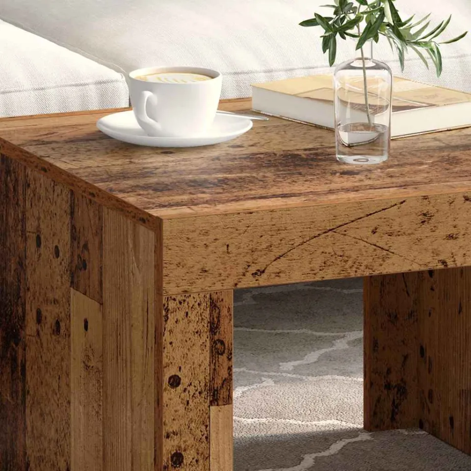 vidaXL Salontafel Oudhout 50 x 50 x 35 cm Bewerkt hout bruin, foto 4