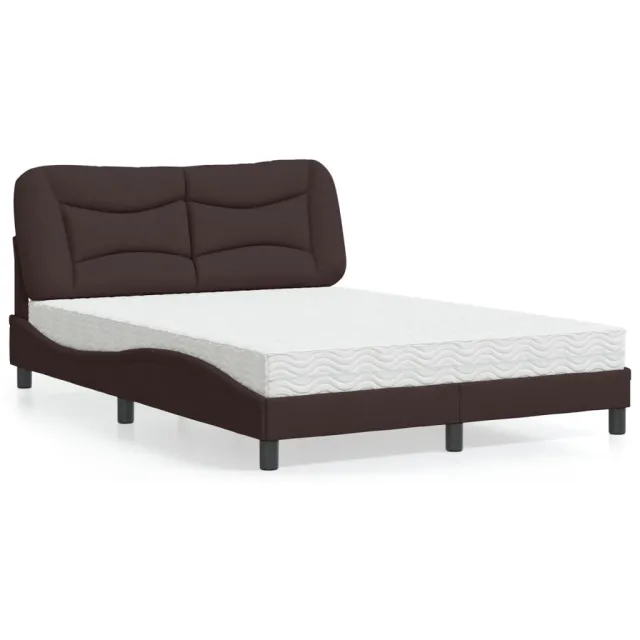 vidaXL Bed met matras "Hvar" stof donkerbruin 140x190 cm