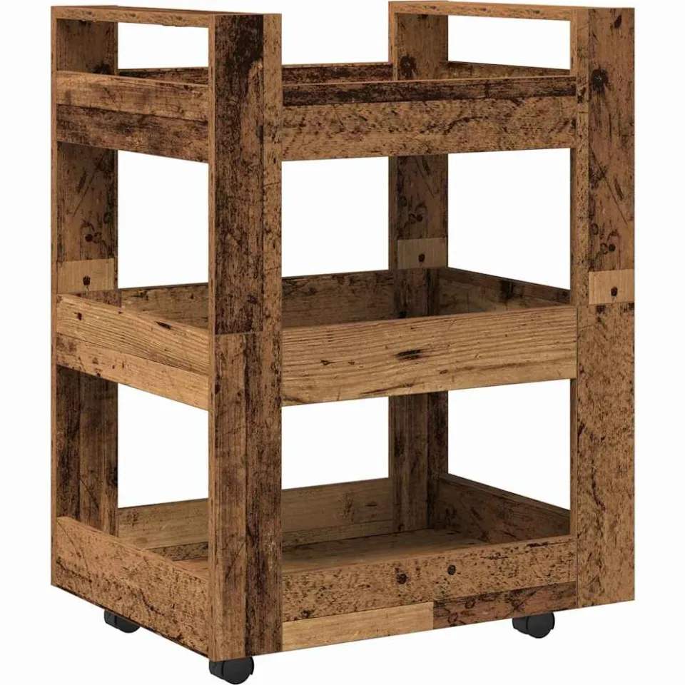 vidaXL Keuken Trolley Oud hout 60 x 45 x 80 cm Bewerkt hout bruin, foto 3