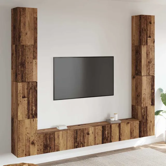 vidaXL Tv-wandkasten 6 st bewerkt hout oud houtkleurig Bruin