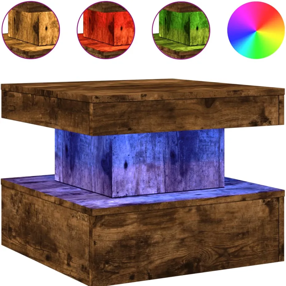 vidaXL Salontafel met metalen poten 50x50x40 cm gerookt eikenkleurig, foto 3