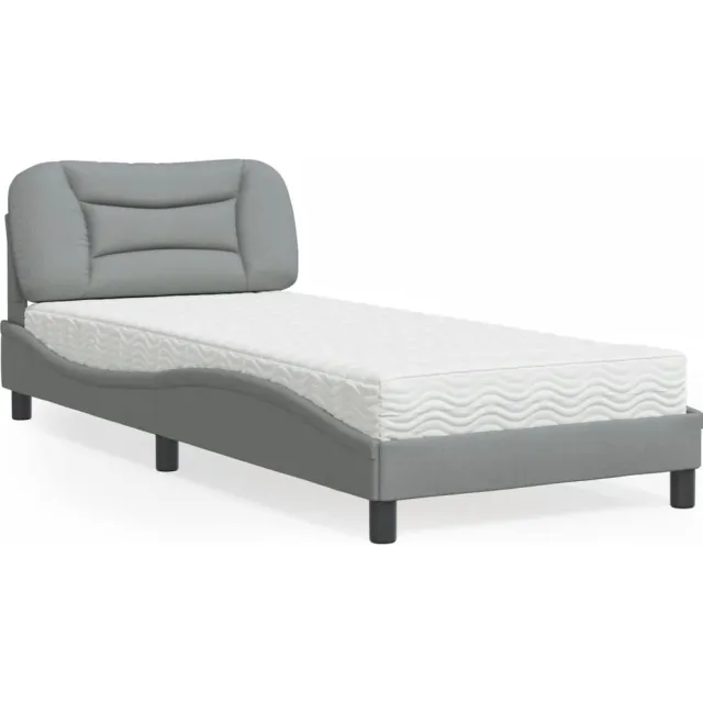 vidaXL Bed met matras "Hvar" stof lichtgrijs 80x200 cm
