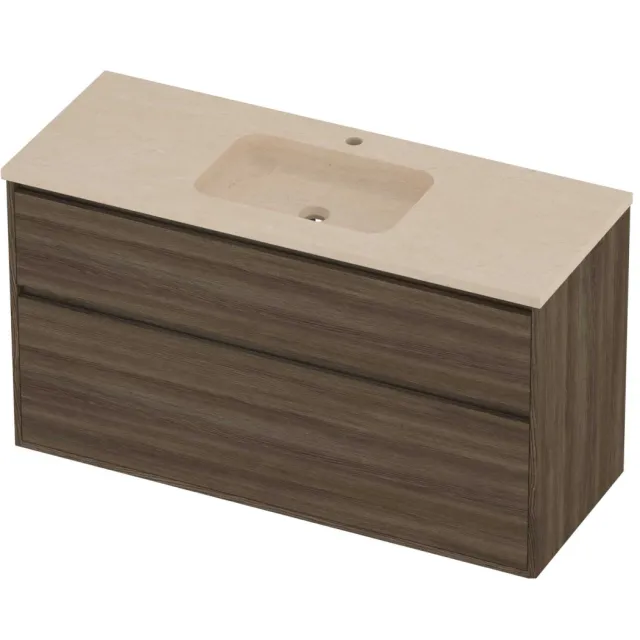 Proline Rollo Badmeubelset Hardsteen Elegant 1 Gat 120x46x67 cm Sand Stone Vital Oak Eiken