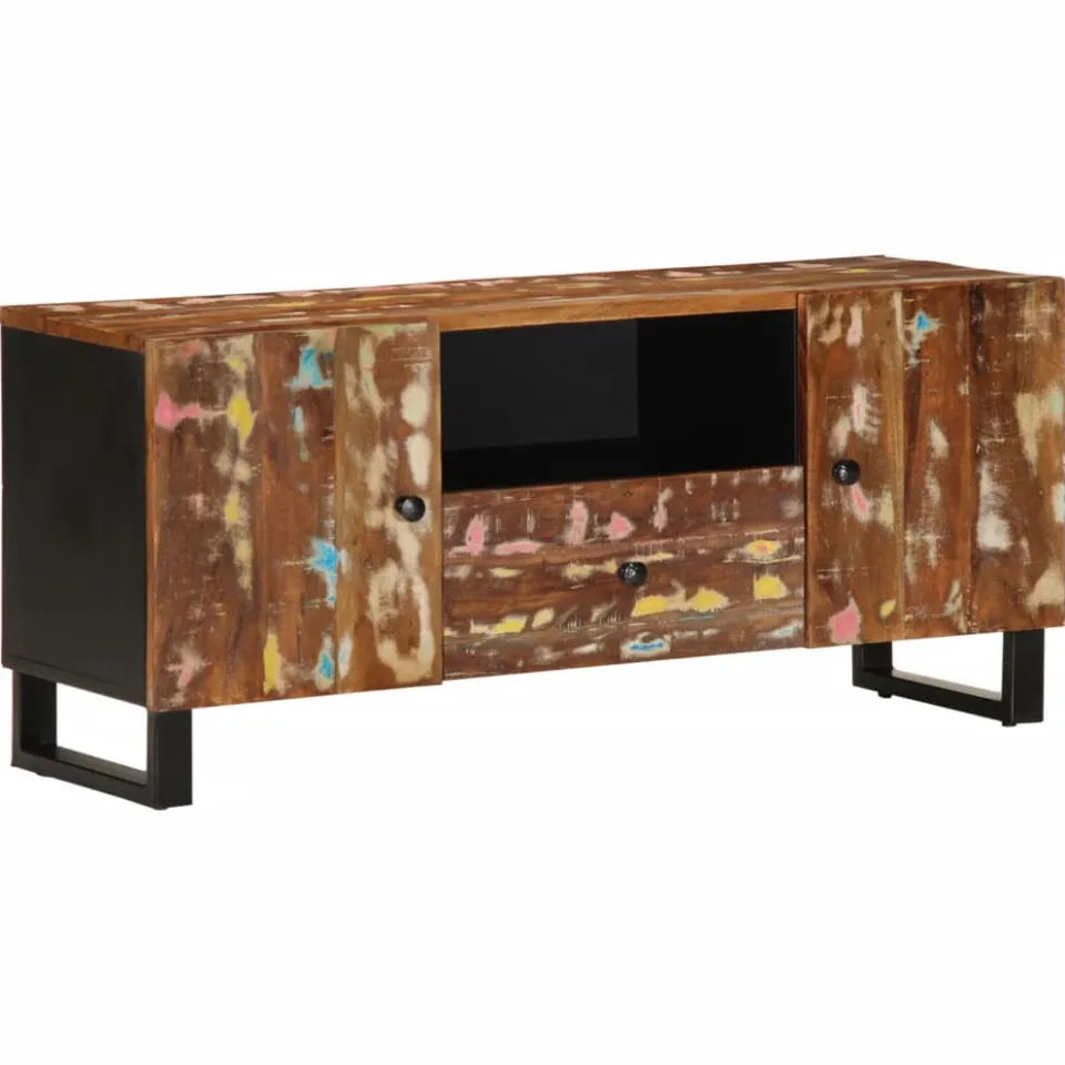 vidaXL Tv-meubel 105x33,5x46 cm massief hout gerecycled bewerkt hout bruin, foto 3
