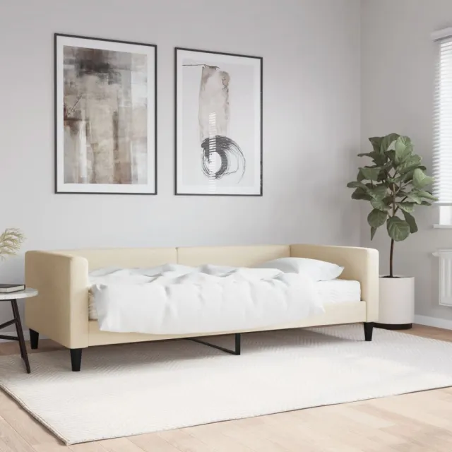 vidaXL Slaapbank met matras 90x200 cm stof crèmekleurig