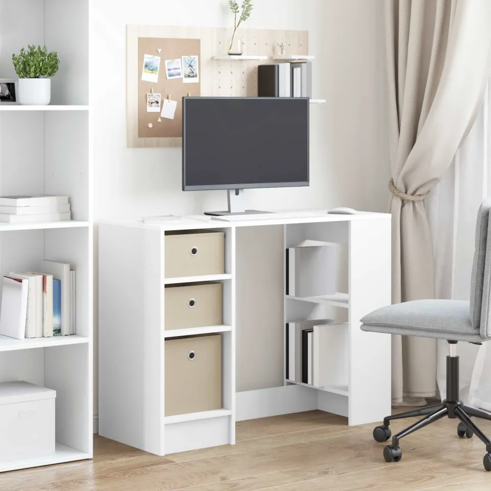 vidaXL Bureau Wit 100 x 40 x 75 cm Bewerkt hout, foto 4
