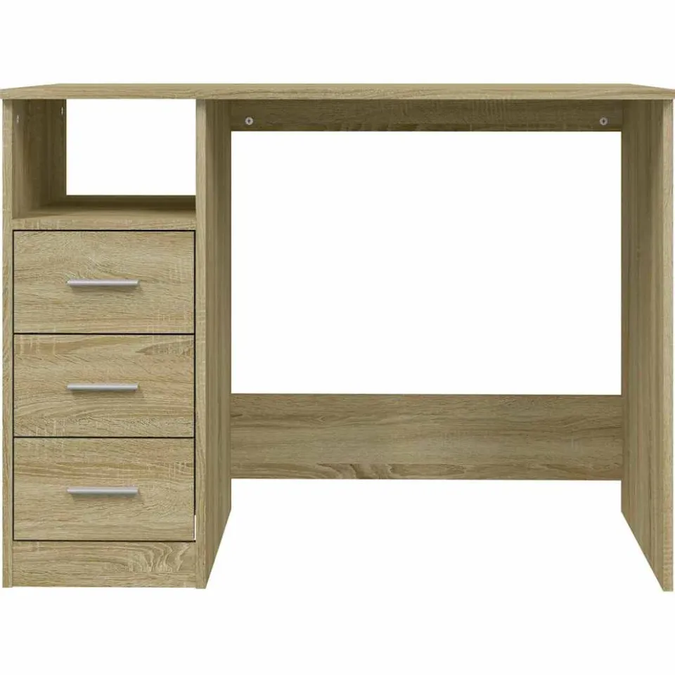 vidaXL Bureau met lades 102x50x76 cm bewerkt hout sonoma eikenkleurig, foto 3