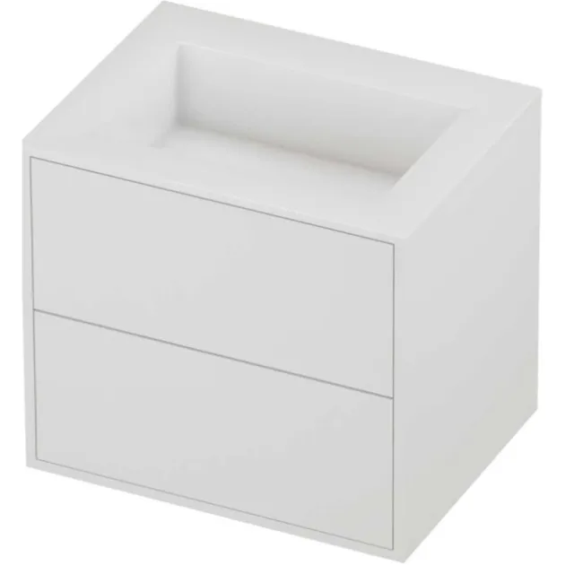 Proline Aristo Badmeubelset Polystone Elegant 2 Laden 60x46x54 cm Glans Wit Mat White Mat Wit