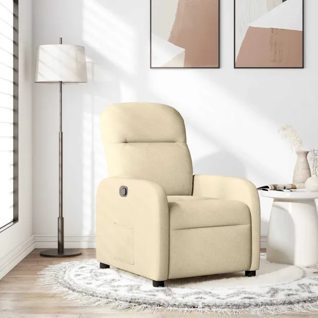 vidaXL Fauteuil verstelbaar stof crèmekleurig