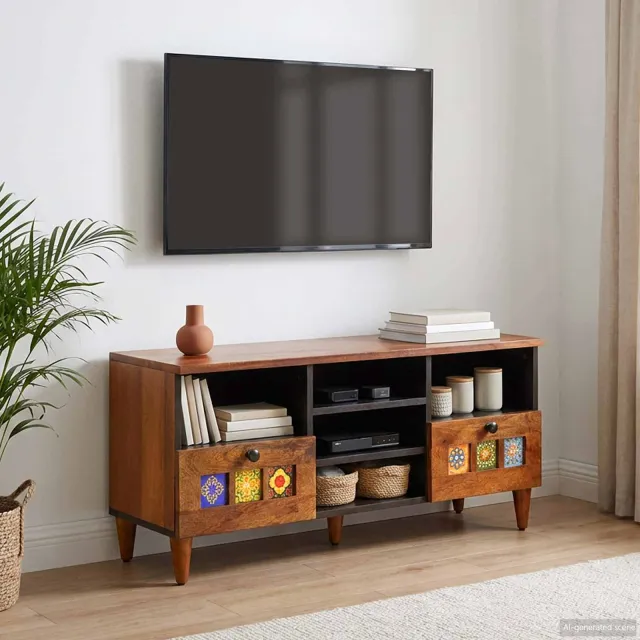 vidaXL TV-kast Walnotenhout 100 x 33 x 46 cm Massief Mango Hout Bruin