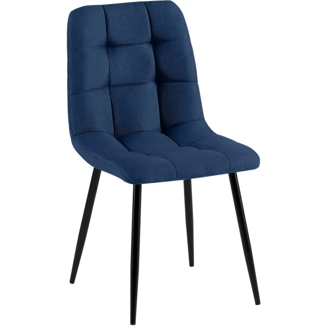 CLP Antibes Eetkamerstoel - Zonder armleuning - Metaal frame - Stof/blauw