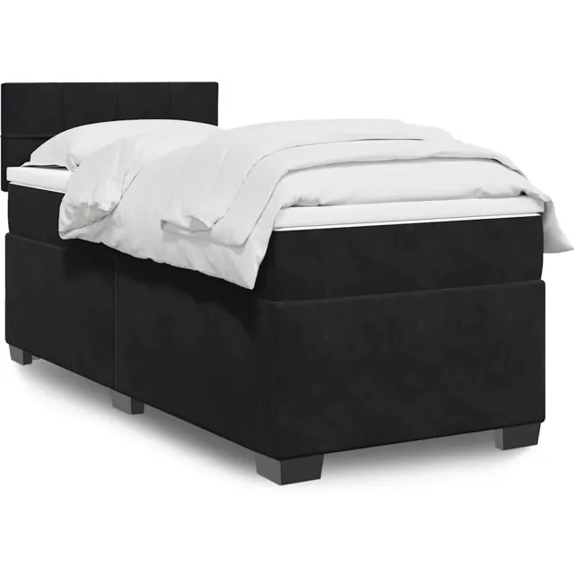 vidaXL Boxspring met matras fluweel zwart 1-persoons