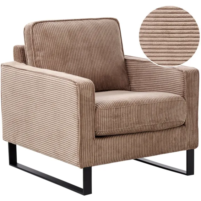 Beliani VIND - Fauteuil - Beige - Corduroy