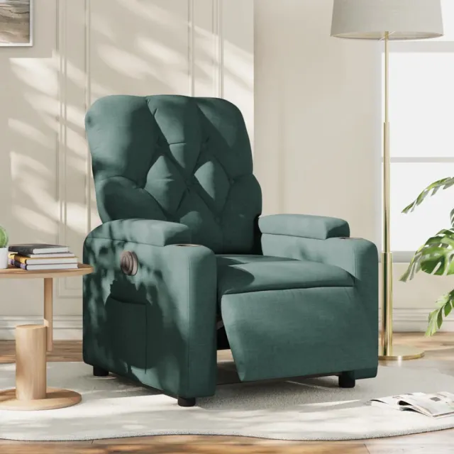 vidaXL Fauteuil verstelbaar elektrisch stof donkergroen groen
