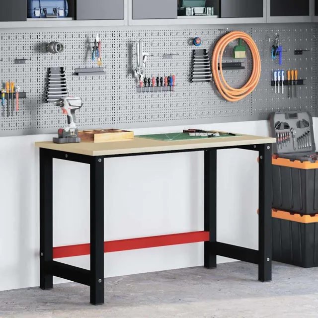 vidaXL Werkbankframe 120x57x79 cm metaal zwart en rood