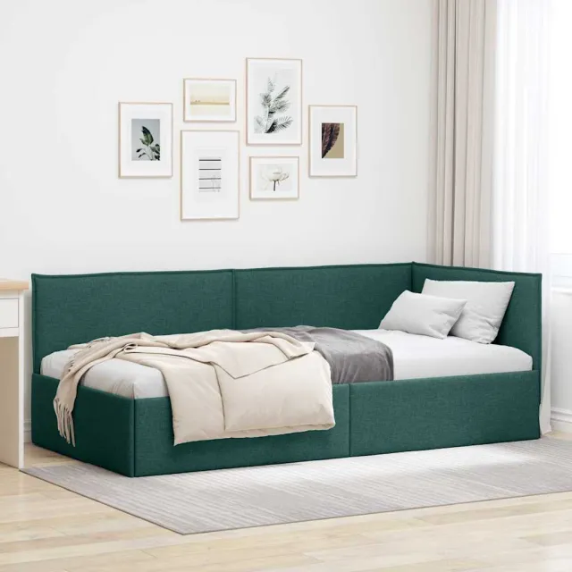 vidaXL Hoekbedframe Donkergroen 100 x 200 cm Stof