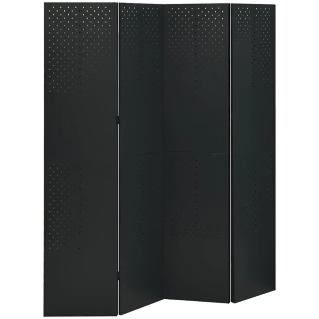 vidaXL Kamerscherm met 4 panelen 160x180 cm staal zwart