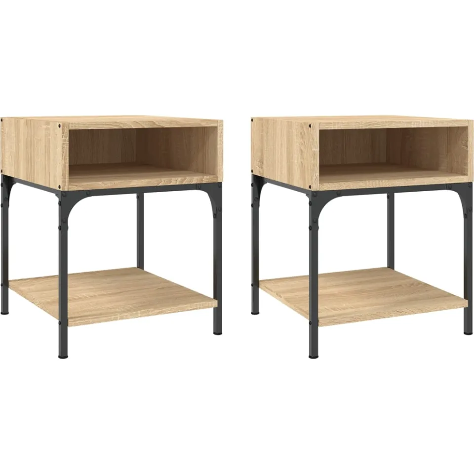 vidaXL Nachtkastjes 2 st 40x41x50 cm bewerkt hout sonoma eikenkleurig, foto 3