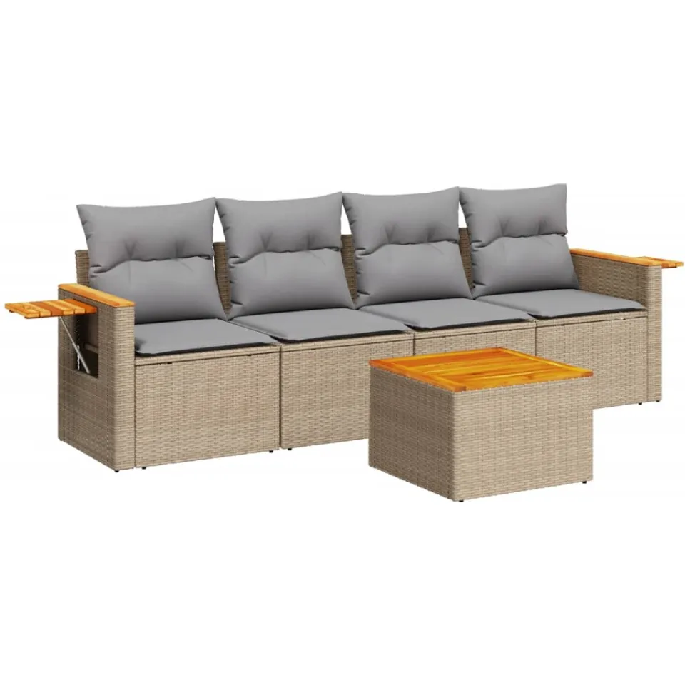 vidaXL Patio Sofa Set 4-zits Beige and Grey, foto 3