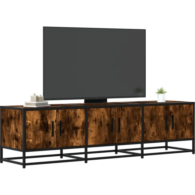 vidaXL Tv-meubel 150x35x41 cm bewerkt hout metaal gerookt eikenkleurig Bruin