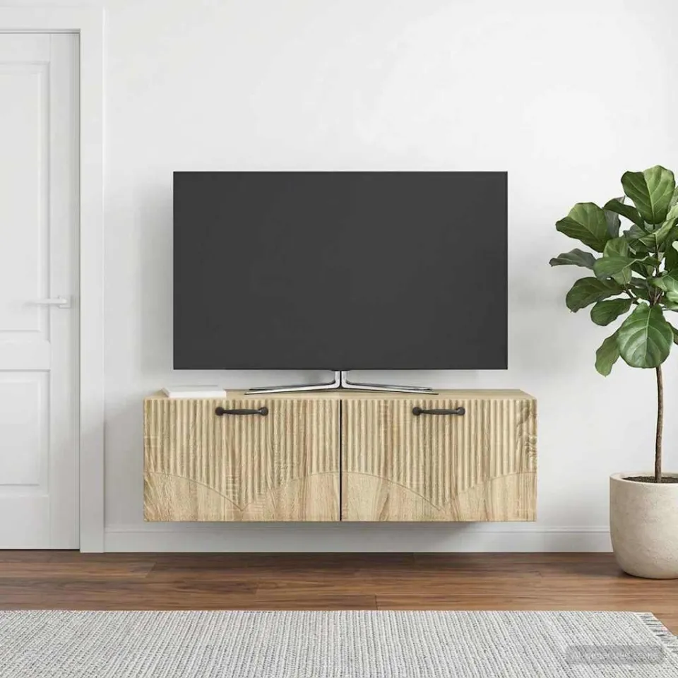 vidaXL Wandbeugel TV-kast Sonoma Eiken 98 x 31 x 30 cm Bewerkt hout, foto 4