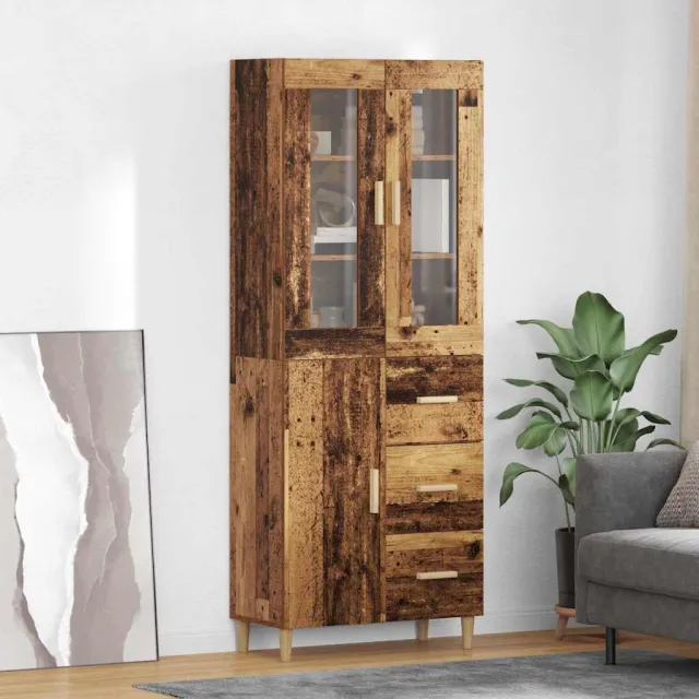 vidaXL Hoge kast Oud Hout 34,5 x 34 x 180 cm Bewerkt hout bruin, foto 2