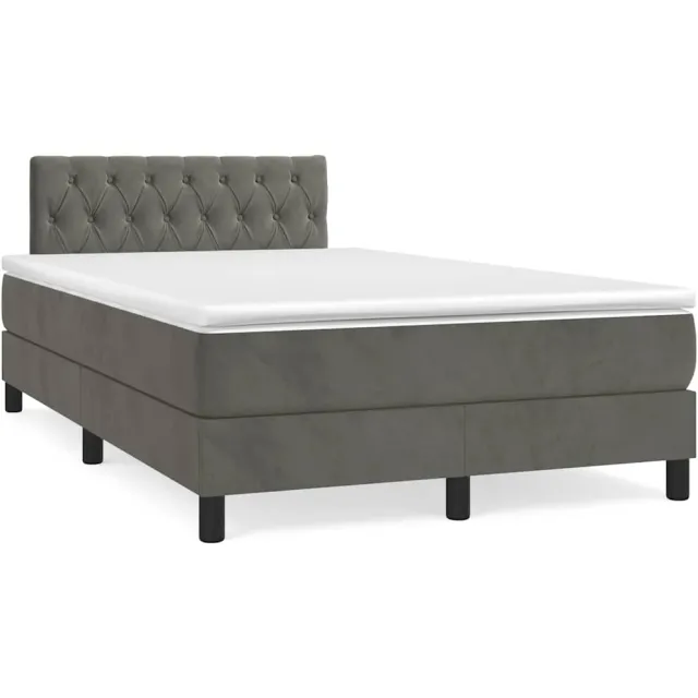 vidaXL Boxspring met matras en LED fluweel donkergrijs 120x190 cm grijs