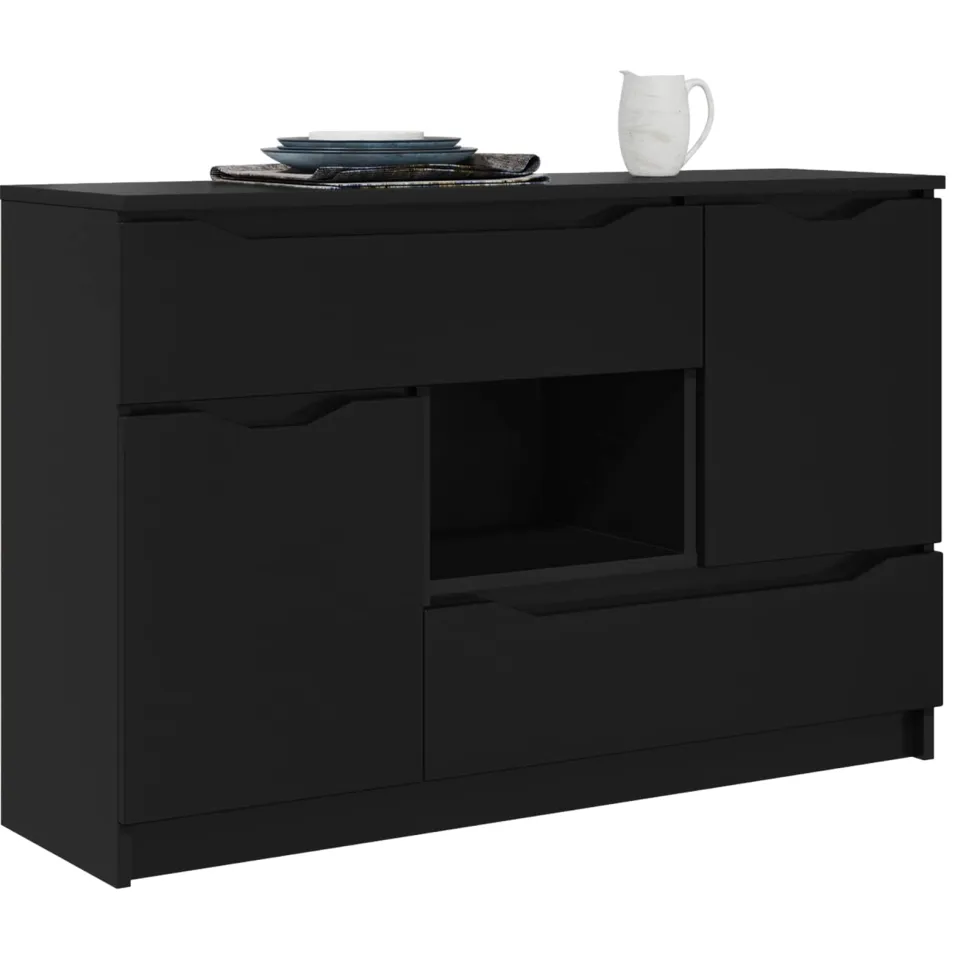 vidaXL Dressoir Zwart 100 x 30 x 65,6 Bewerkt hout, foto 2