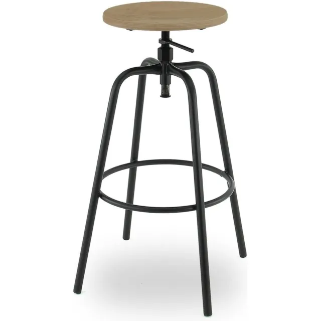 Workliving Barkruk Hoog Rond - Blank Eiken - 71-79 CM Hoog - Blank Eiken