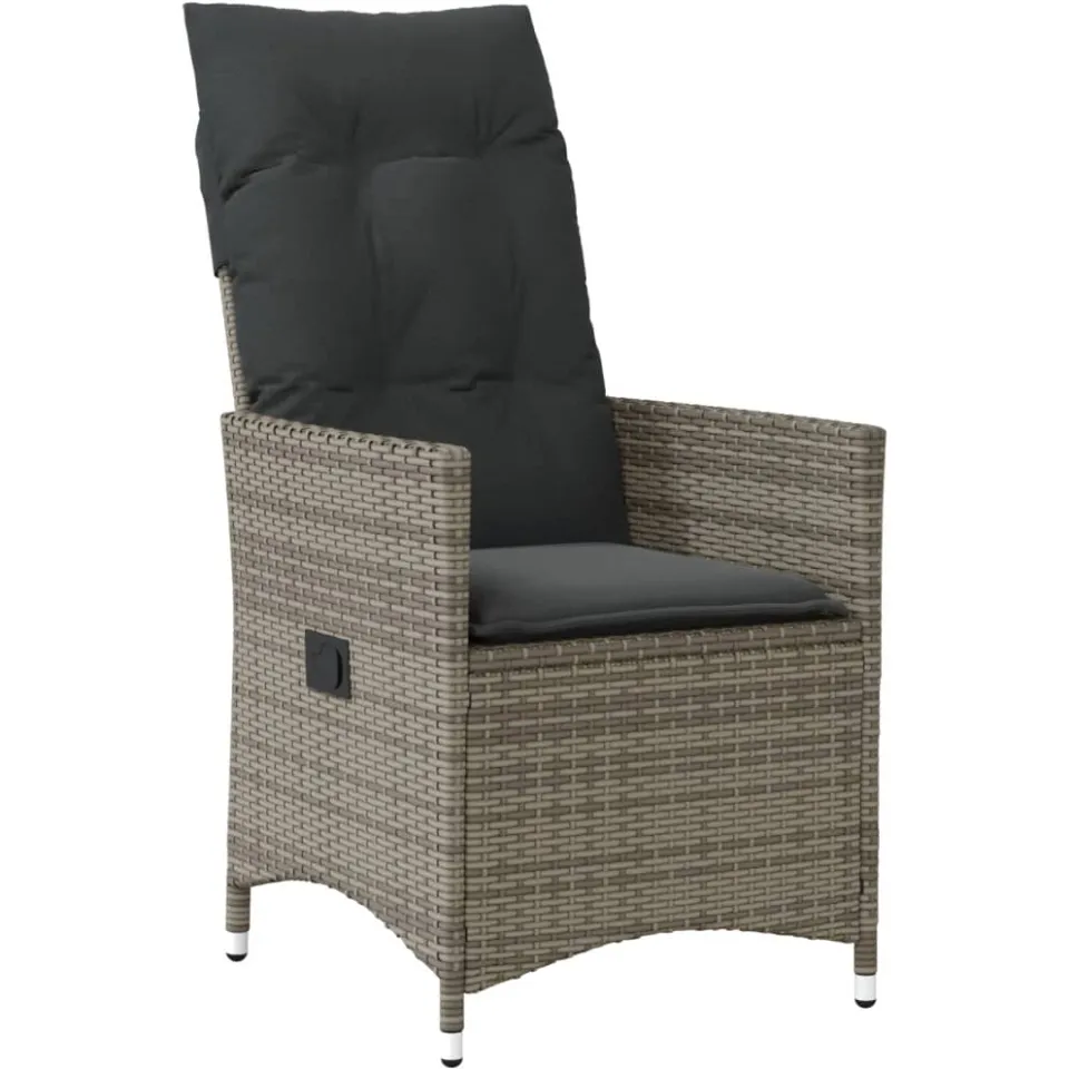 vidaXL 11-delige Bistroset met kussens poly rattan grijs