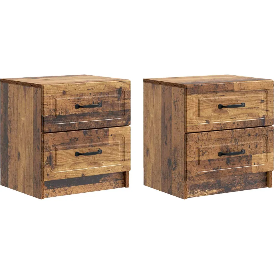 vidaXL Nachtkastje 2 st Oud hout 43 x 34,5 x 44,5 cm Bewerkt hout bruin, foto 3