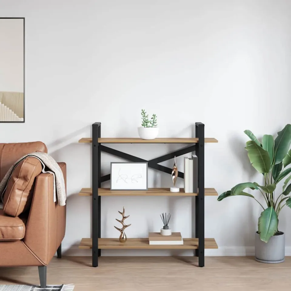 vidaXL Boekenkast 3-laags 100 x 33,5 x 102 cm Bewerkt hout bruin, foto 3