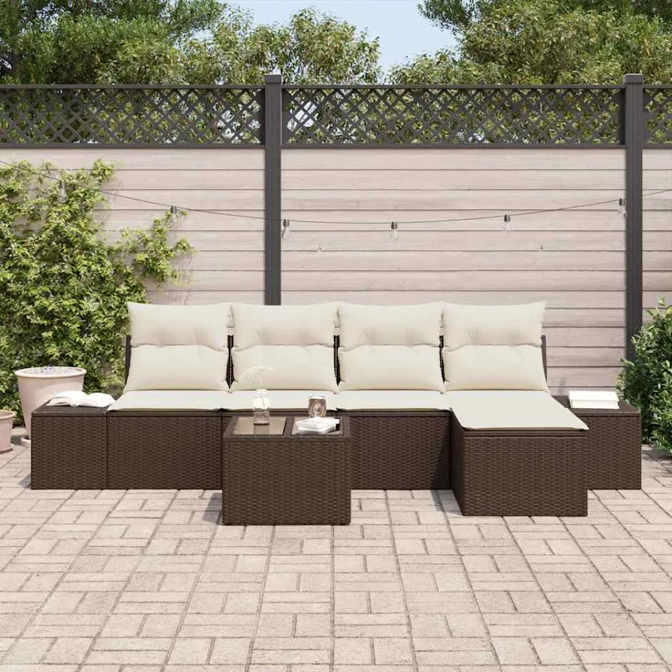 vidaXL Tuin Sofa Set 6 st Bruin poly rattan, foto 3