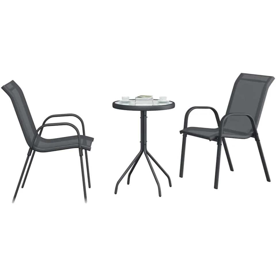 vidaXL Tuin Bistro Set 3 st Grijs Staal, foto 2