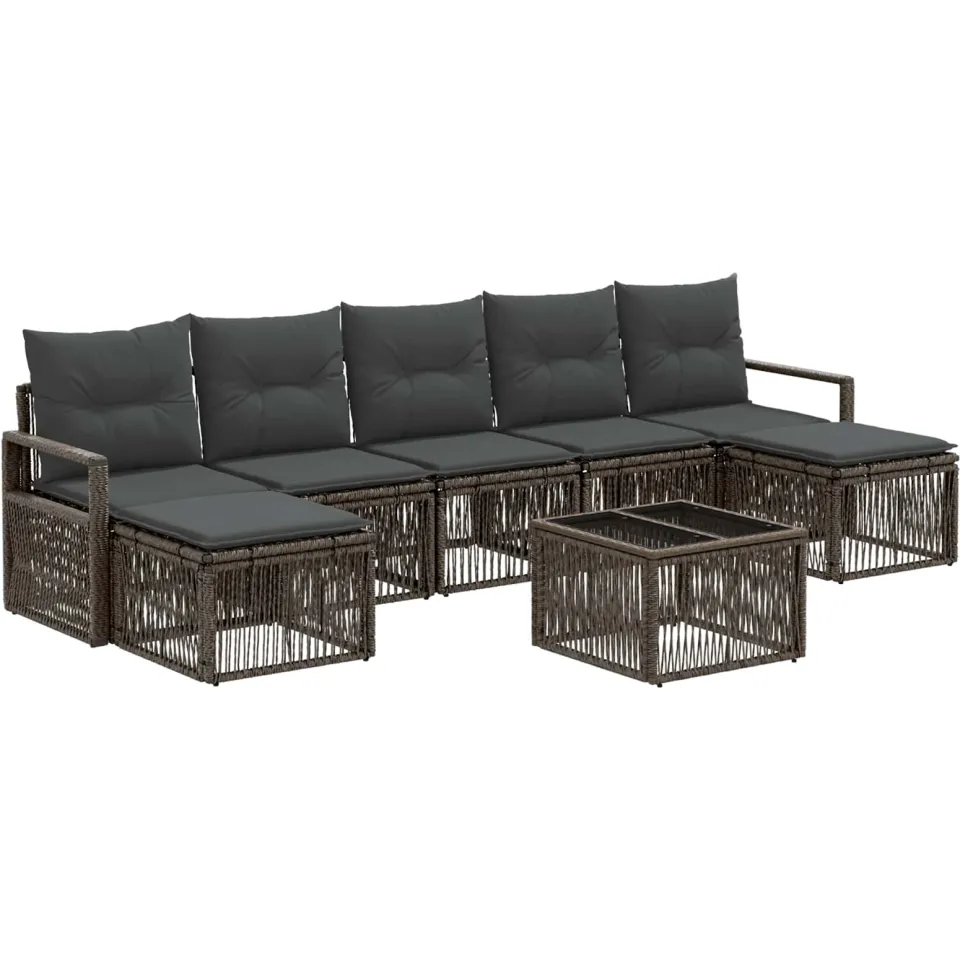 vidaXL Tuinbankenset 8 st Grijs poly rattan, foto 3