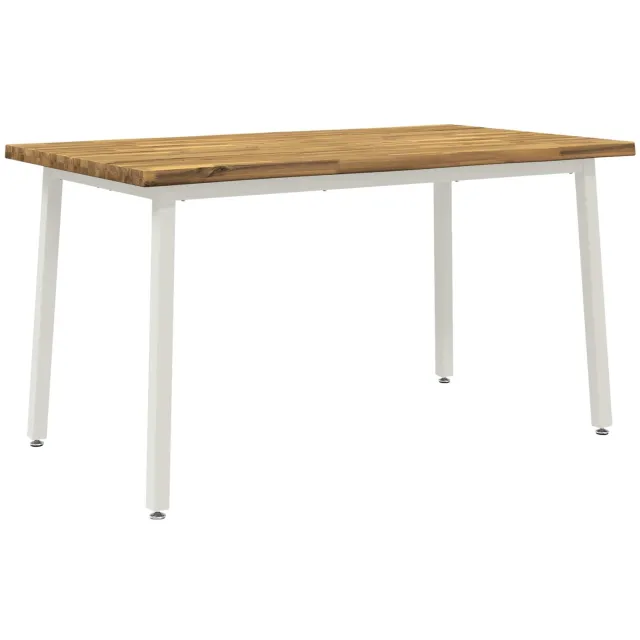 vidaXL Eettafel - met - levendige - rand - 140 - x - 80 - x - 75 - cm Whitewash en wit